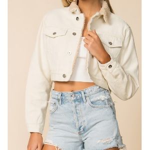 Superdown Madenna Cropped Sherpa Jacket (S,New)